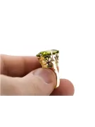 14-кв Желтое золото Желтый перидот Кольцо Винтаж стиль vrc130y